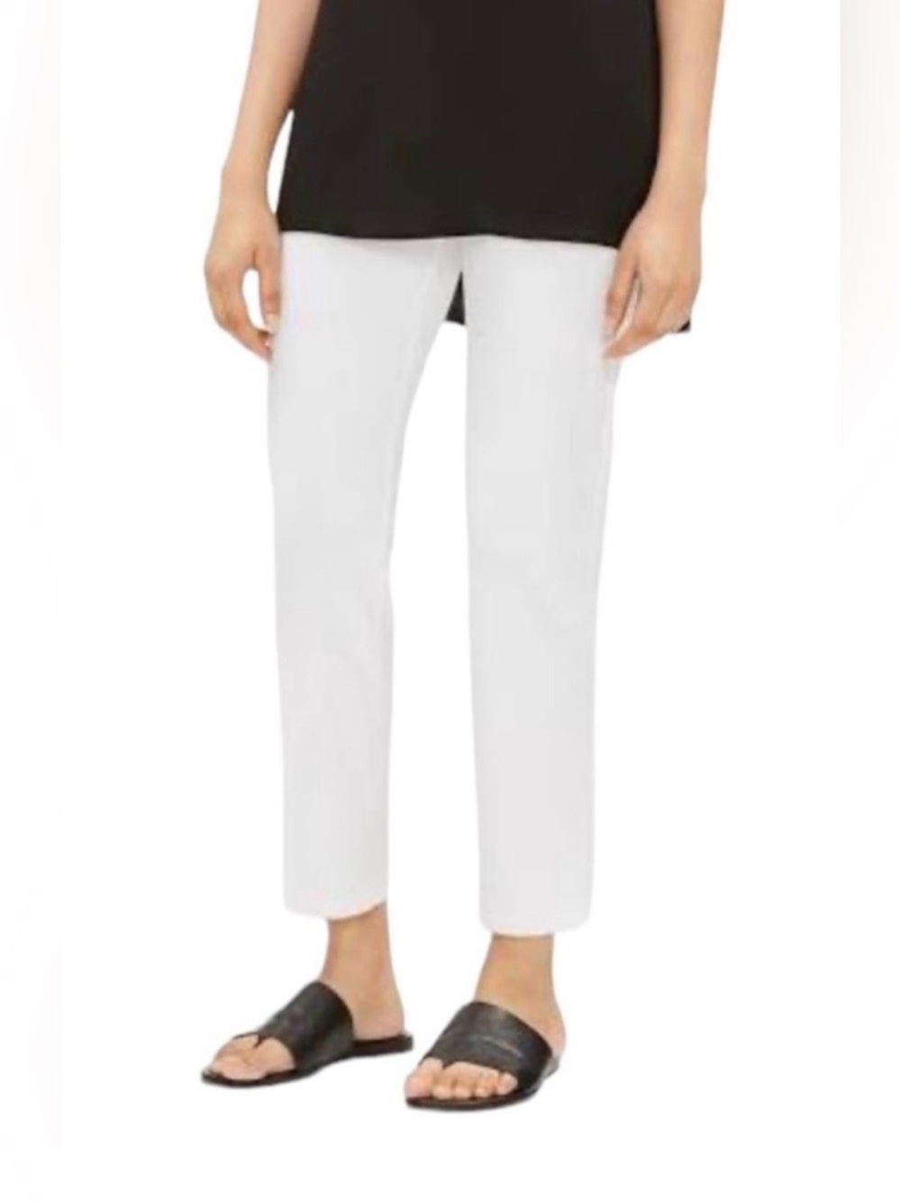 Eileen Fisher White Ankle Pants Large